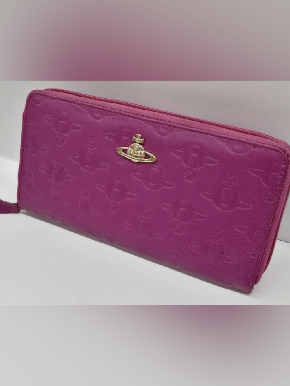 Vivienne Westwood Pink Embossed Zip Wallet